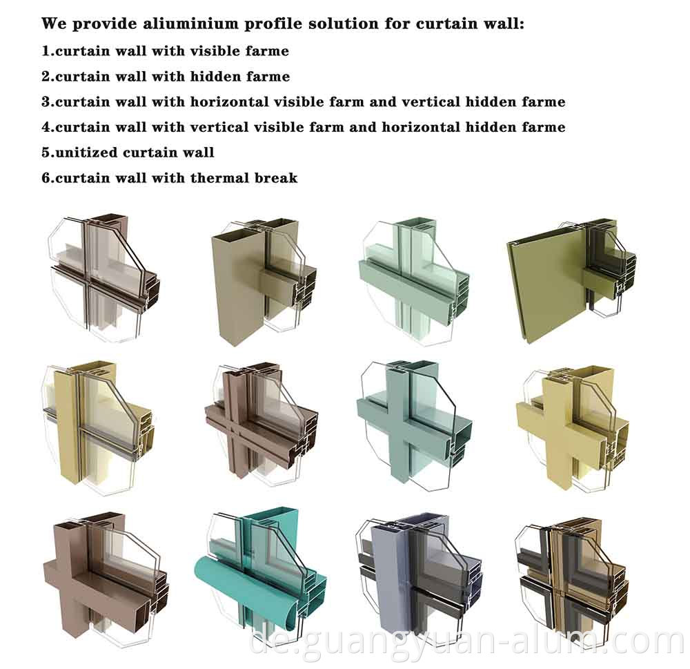 Guangyuan Aluminum Co., Ltd Curtain Wall Aluminium Profiles Aluminium Glass Curtain Wall System Aluminium Curtain Wall Price